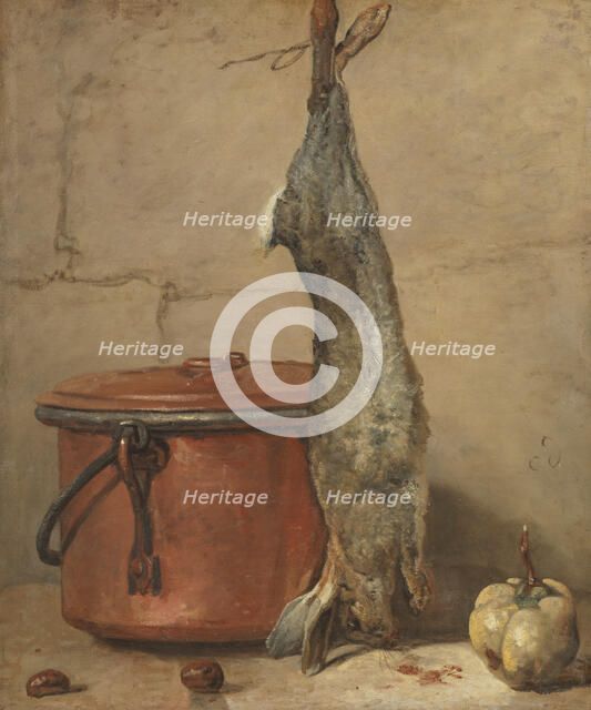 Rabbit and Copper Pot, mid-late 18th century. Creator: Jean-Simeon Chardin.