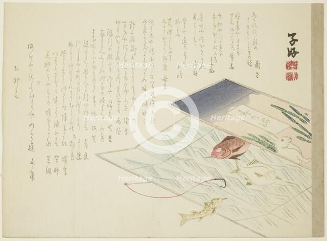 Rabbit and Fish, spring 1855. Creator: Shiko.