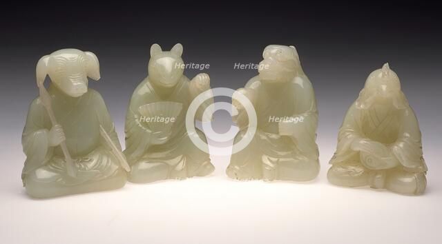 Rabbit, Dragon, Rooster, and Pig from the Animals of the Twelve-Year..., between c.1700 and c.1800. Creator: Unknown.