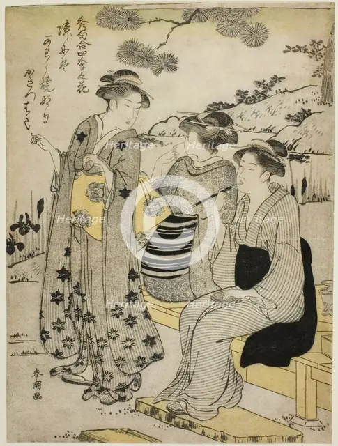 Rabbit-Ear Irises in Autumn, from the series "Choicest Odes upon Flowers of the Four..., c. 1792. Creator: Katsukawa Shuncho.