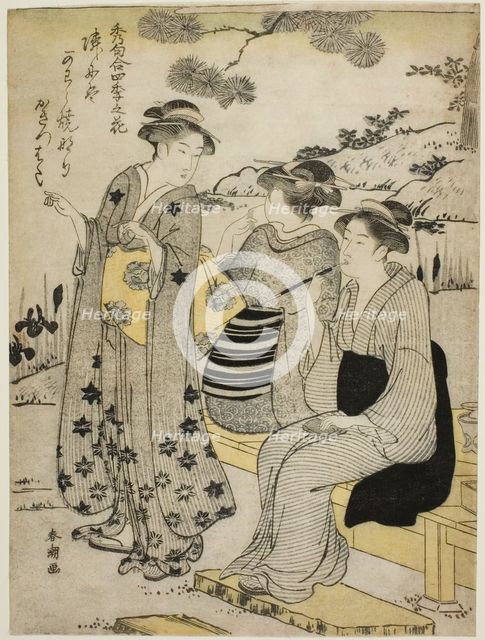 Rabbit-Ear Irises in Autumn, from the series "Choicest Odes upon Flowers of the Four..., c. 1792. Creator: Katsukawa Shuncho.