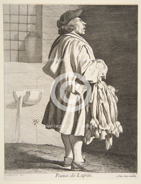 Rabbit Pelt Peddler, 1737. Creator: Caylus, Anne-Claude-Philippe de.