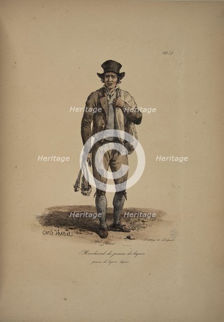 Rabbit skin vendor. From the Series "Cris de Paris" (The Cries of Paris), 1815. Creator: Vernet, Carle (1758-1836).