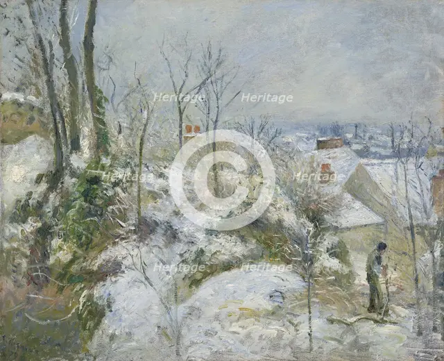 Rabbit Warren at Pontoise, Snow, 1879. Creator: Camille Pissarro.