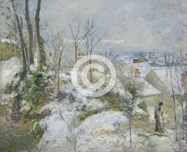 Rabbit Warren at Pontoise, Snow, 1879. Creator: Camille Pissarro.