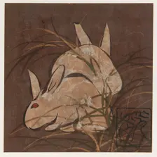 Rabbits and grasses, Edo period, late 16th-early 17th century. Creator: Hon'ami Kôetsu