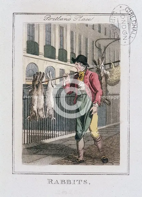 'Rabbits', Cries of London, 1804. Artist: Anon