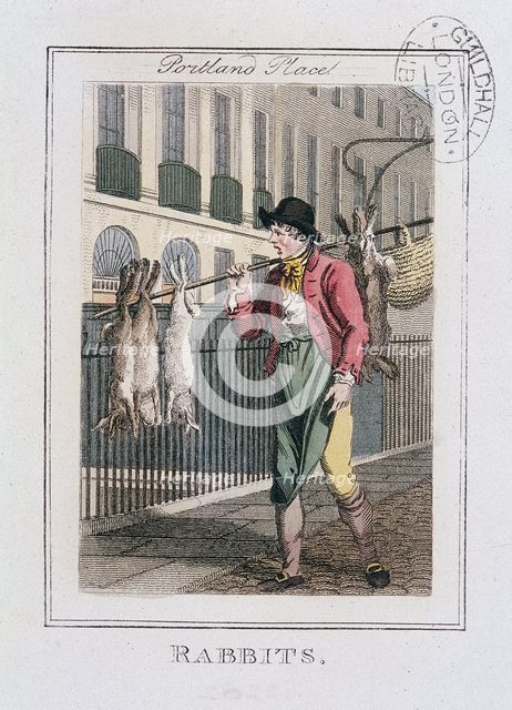 'Rabbits', Cries of London, 1804. Artist: Anon