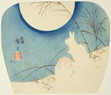 Rabbits in moonlight, c. 1849/52. Creator: Ando Hiroshige