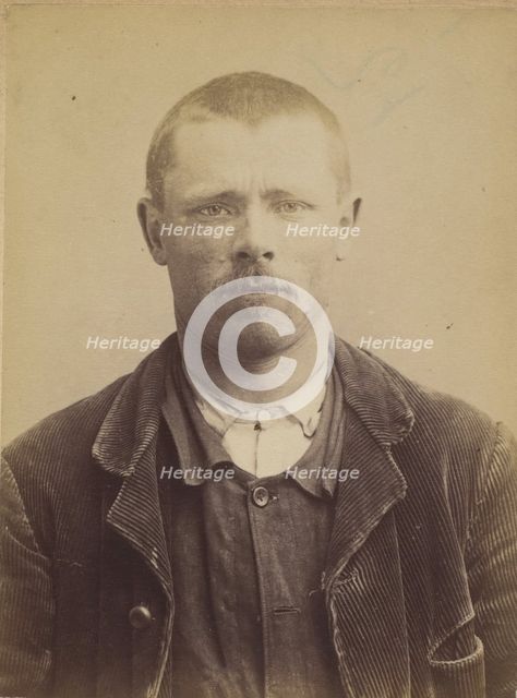 Raboin. Paul, Pierre, Augustin. 32 ans, né à Ouzoir-sur-Loire (Loiret). Journalier. Anarch..., 1892. Creator: Alphonse Bertillon.