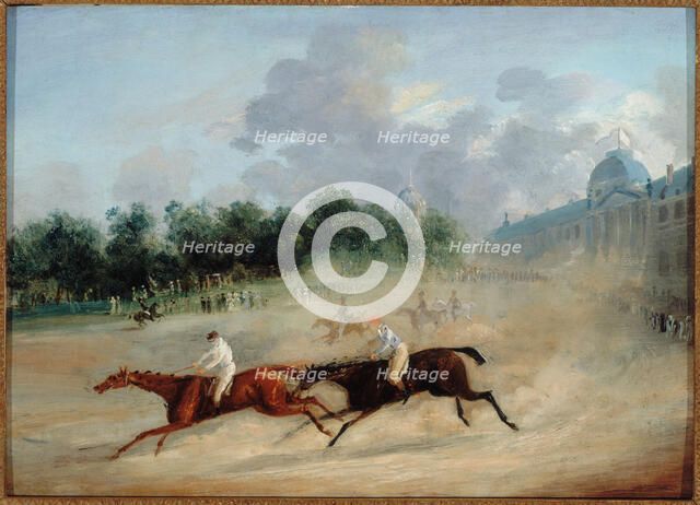 Race at the Champ-de-Mars, around 1825. Creator: M Mills.
