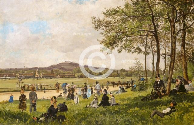 Race Course at Longchamps, c. 1870. Creator: Unknown.