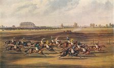 Race for the Great St. Leger Stakes, 1836. Approbation - Off in good Style (1837). Creator: James Pollard