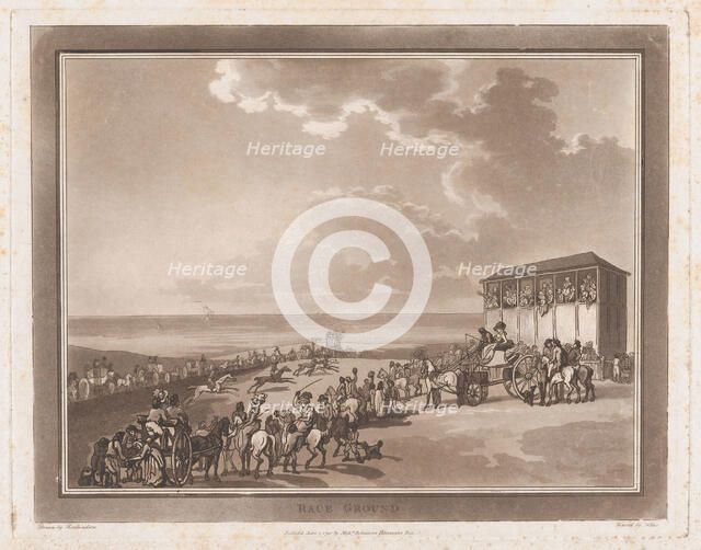 Race Ground (An Excursion to Brighthelmstone), June 1, 1790., June 1, 1790. Creators: Thomas Rowlandson, Samuel Alken.