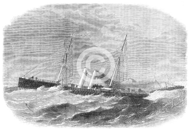 Race in the Channel between the Atalanta twin-screw steamer and the Dover mail-packet Empress, 1864. Creator: Smyth.
