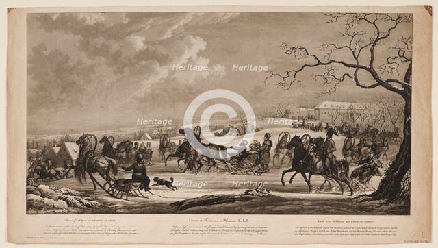 Race of sledges at Krasny Kabachok (Little Red Tavern), 1814. Artist: Sauerweid, Alexander Ivanovich (1783-1844)