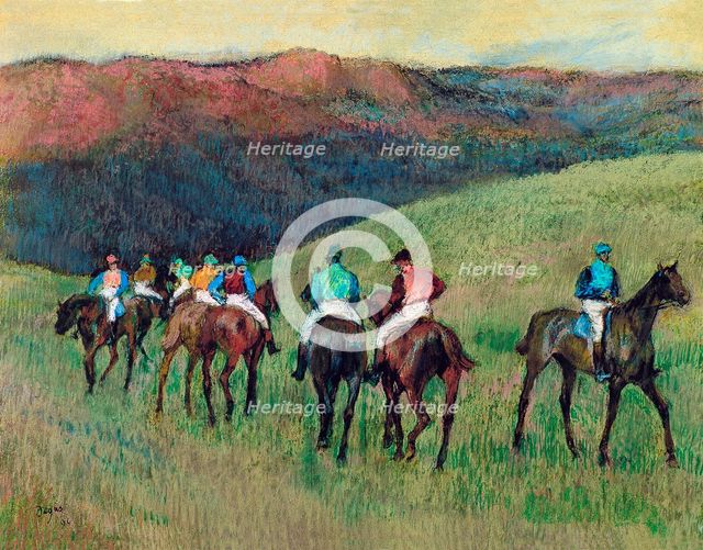 Racehorses in a Landscape, 1894. Artist: Degas, Edgar (1834-1917)