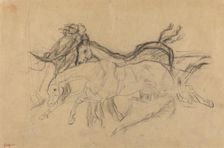 Racehorses (study for "Scene from the Steeplechase: The Fallen Jockey"), c. 1881. Creator: Edgar Degas