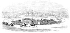 Races at Wheat Croft - Col. Thompson's "Hamlet" winning the Lascelles Cup, 1845. Creator: Unknown
