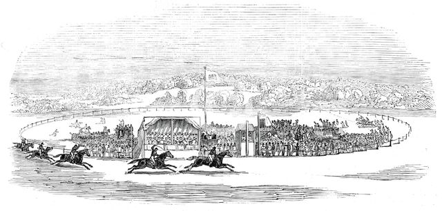 Races at Wheat Croft - Col. Thompson's "Hamlet" winning the Lascelles Cup, 1845. Creator: Unknown.