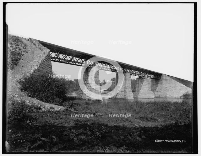 Racine, Wisconsin, railway bridge, Root River, between 1880 and 1899. Creator: Unknown.