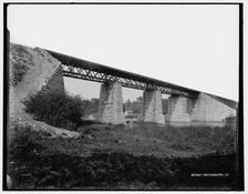 Racine, Wisconsin, railway bridge, Root River, between 1880 and 1899. Creator: Unknown