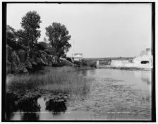 Racine, Wis., Root River rapids, old cement mills, between 1880 and 1899. Creator: Unknown