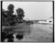Racine, Wis., Root River rapids, old cement mills, between 1880 and 1899. Creator: Unknown