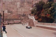 Racing cars on the road track at the Monaco Grand Prix, Monte Carlo