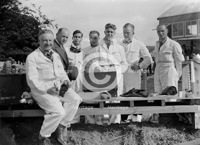 Racing drivers at the RAC TT Race, Ards Circuit, Belfast, 1929 Artist: Bill Brunell.