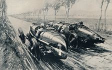 Racing for the Grand Prix, Strasbourg (1922) 1937. Artist: Gordon Crosby