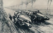 Racing for the Grand Prix, Strasbourg (1922) 1937. Artist: Gordon Crosby