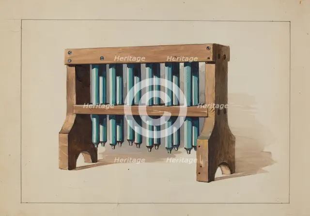 Rack with Candle Molds, c. 1935. Creator: Charles Caseau.