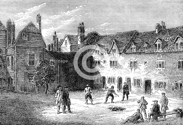 Racquet Court, the Marshalsea prison, 19th century. Artist: Unknown