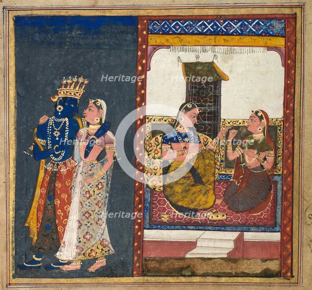 Radha and Krishna Embracing, Leaf from a Gita Govinda, c. 1650. Creator: Unknown.
