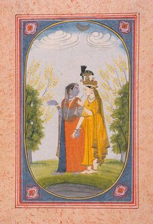 Radha and Krishna Exchange Clothes, c1800. Creator: Unknown