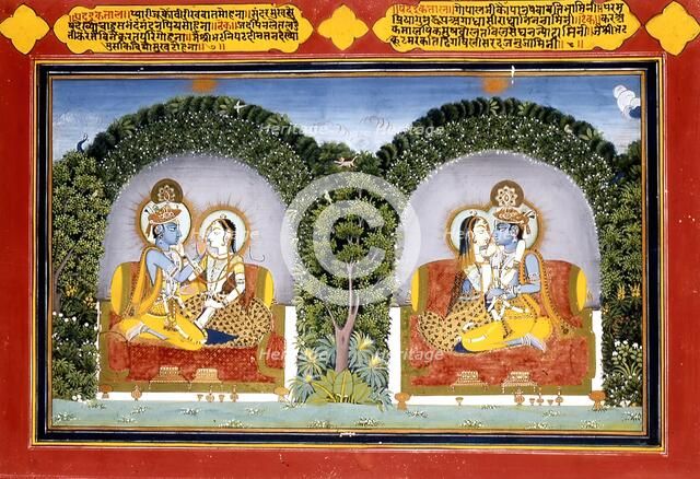 Radha and Krishna, Illustration to Poems by Shribhatta, c1800. Creator: Unknown.