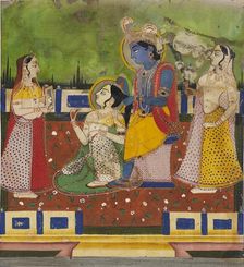 Radha and Krishna on a terrace, 19th century