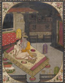 Radha and Krishna on a Bed at Night, ca. 1830. Creator: Unknown
