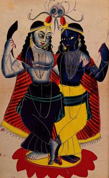 Radha and Krishna on a lotus flower. Creator: Unknown