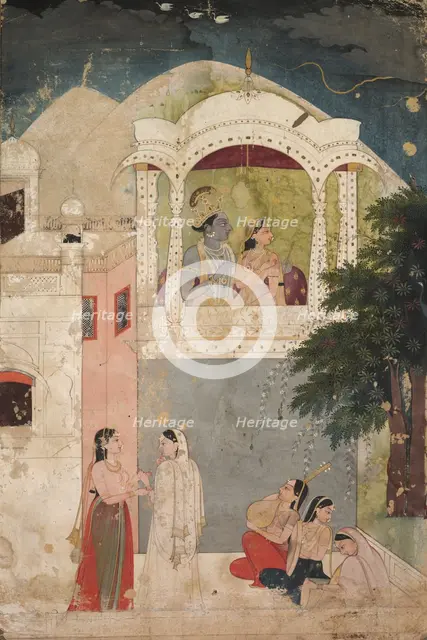 Radha and Krishna Seated on a Balcony, c. 1760. Creator: Unknown.