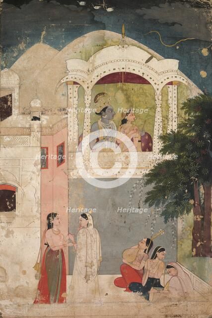 Radha and Krishna Seated on a Balcony, c. 1760. Creator: Unknown.