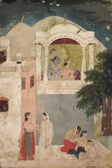 Radha and Krishna Seated on a Balcony, c. 1760. Creator: Unknown