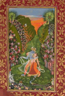 Radha and Krishna Walk in a Flowering Grove (recto); Krishna Fluting (verso), c1720 (r); c1750-75 (v Creator: Kota Master