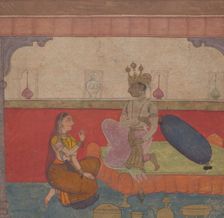Radha Speaks to Krishna: Page from the Boston Rasikapriya (Lover's Breviary), ca. 1610. Creator: Unknown