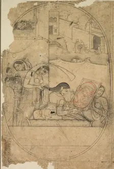 Radha's Hair Being Dressed, c. 1790-1800. Creator: Unknown