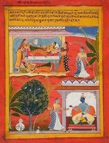 Radhika's Manifest Agitation (Prakasha Udvaiga), Folio from a Rasikapriya..., between 1625 and 1650. Creator: Sahibdin