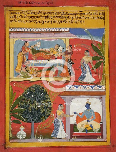 Radhika's Manifest Agitation (Prakasha Udvaiga), Folio from a Rasikapriya..., between 1625 and 1650. Creator: Sahibdin.
