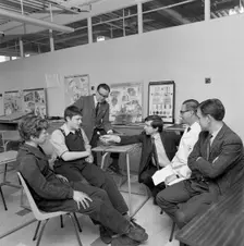 Radio interview of schoolboys on a factory visit, Stanley Tools, Sheffield, South Yorkshire, 1968. Creator: Michael Walters