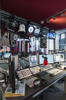 Radio studio, New Broadcasting House, Portland Place, Marylebone, London, 2016. Creator: Chris Redgrave